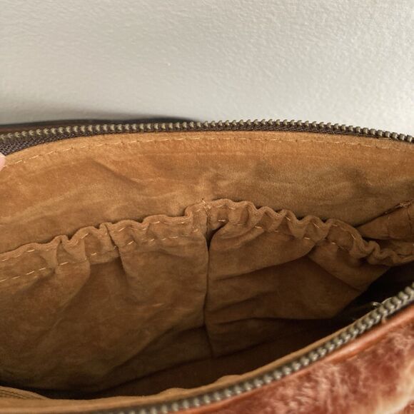 Patricia Nash Paullo Small Crossbody Shoulder Bag Brown Sherpa Leather Sheepskin - Picture 5 of 11